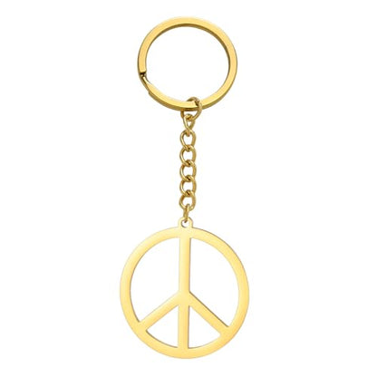Dreamtimes Peace Sign Pendant KeyRing for Men and Women Love Peace Symbol Keychain Bag Car Keyring Peace Sign Jewelry - color: Gold