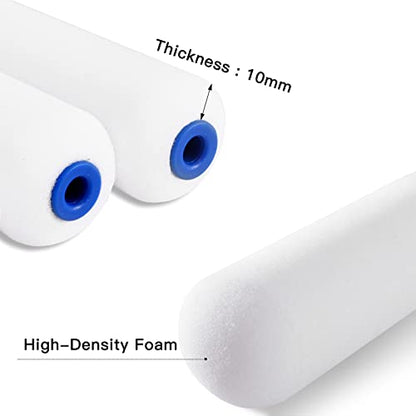 Mister Rui Foam Paint Roller - Small Paint Roller, Mini Paint Roller & Paint Roller Cover 4 inch for Painting Walls, Cabinets, Cupboards, Doors - color: 10 Pcs 4" Double-rounded
