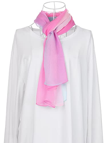 uxcell Women'sChiffon Sheer Long Scarf Silky Gradient Party - color: Pink Blue