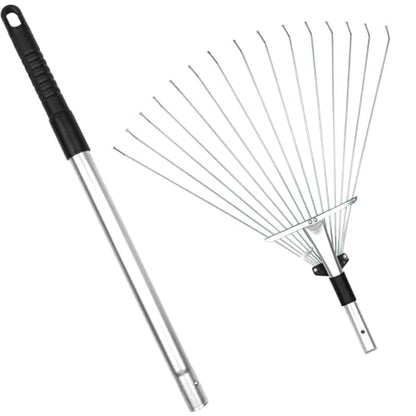 Buyplus Adjustable Garden Leaf Rake - 24 to 63 Inch Telescopic Metal Expandable Folding Leaves Rake, Metal Rake for Leaves, Yard Rakes for Lawn Yard, Flowers Beds, Black - color: Black