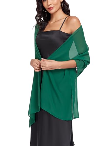 Shawls and Wraps Soft Chiffon Scarve Scarf For Evening Party Dresses Wedding Stole - color: Dark Green
