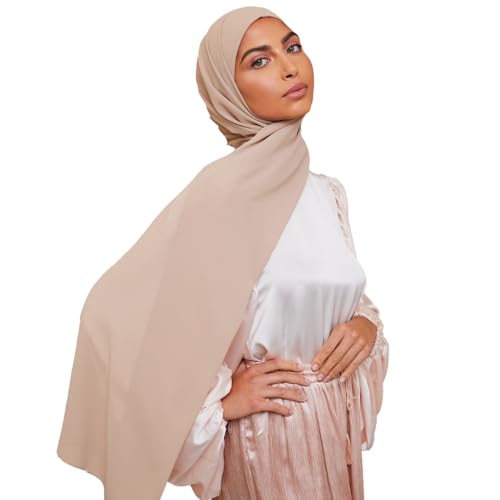 Premium Chiffon Hijab Scarf for Women Lightweight Non Slip Fashion Scarves - color: Light Taupe, size: 1 Pack