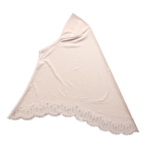 Instant Hijab Scarf for Women Muslim Women Clothing Headscarf for Girls with Czech Rhinestone - color: Light Camel-wavy Edge