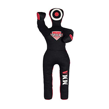 Kids Grappling Standing Dummy - Unfilled – Wrestling, Jiu-Jitsu, MMA Training Dummy with Moveable Arms and Legs – Durable Polyester Fabric - color: Black-Stand, size: 4 ft-49 Inch