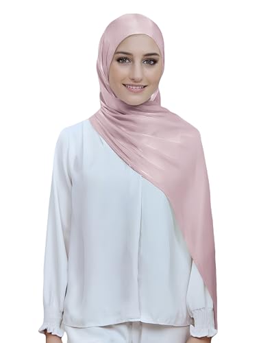 Lina & Lily Sheen Shimmer Women's Crepe Scarf Shawl Wrap Head Hijab Lightweight - color: Dusty Pink