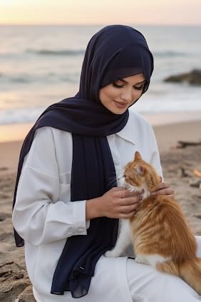 Instant Chiffon Hijab, Ready to wear hijab, modal wrap, Abaya, modern Instant Scarf, Soft breathable scarf - color: S7 Navy