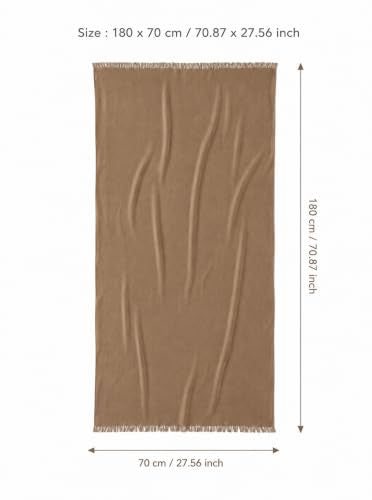 Cotton Linen Plain Hijab Scarf For Women,Muslim Viscose Crinkle Edge With Fringe,Summer Beach Wrap Headwraps Shawl - color: 34#camel