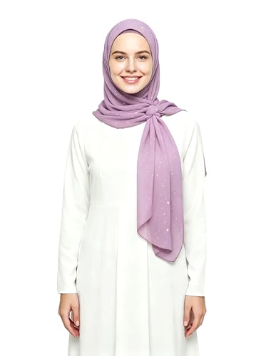 Lina & Lily Sparkle Shimmer Gold Glitter Women's Chiffon Hijab Head Scarf Shawl Wrap Lightweight - color: Dusty Pink