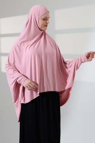 ihvan online, Women Muslim Hijab Cover, Islamic Khimar, Long Salah Clothes. Prayer Hijab for Women - color: Pink