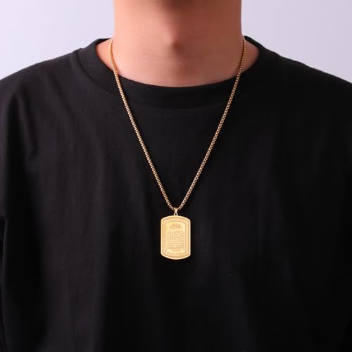 VASSAGO Islamic Allah Necklace for Men Women Stainless Steel Muslim Ayatul Kursi Necklace Islam Arabic Eid Ramadan Jewelry Gift - color: Gold Arabic necklace