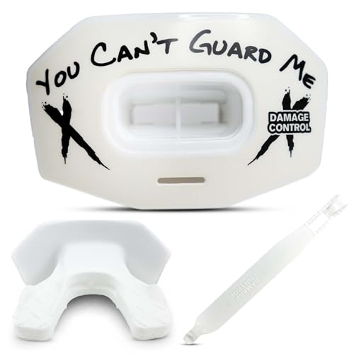 DAMAGE CONTROL Youth Football Mouth Guard – Breathable No Boil Mouthpiece, Protects Lips & Teeth, Works with Braces, Includes Helmet Strap – Sports Gear & Accessories (You Can't Guard Me) - color: You Can't Guard Me