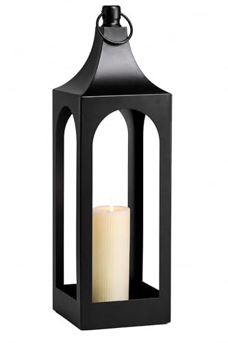 MOZEAL 25" Extra-Large Grace Spire Floor Lantern - Black Heavy Metal No Glass - Rust-Resistant, in/Out Use, for Fireplace/Patio/Entryway/Porch - Vers Event/Home - Vintage Holder for Pillar/LED Lights - color: Black, size: 25“