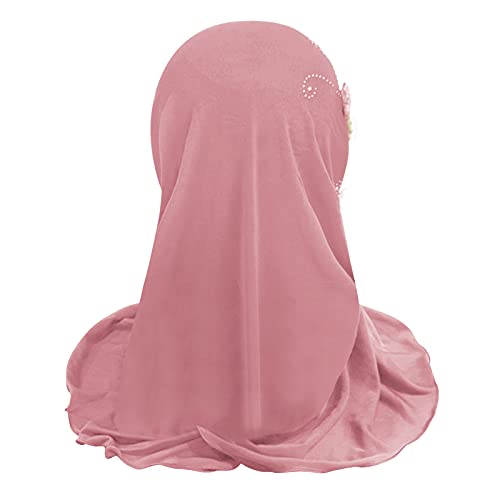 Clobeau Muslim Girls Hijab Scarfs Head Wrap Scarf for Girls Age 2-4 - color: Pink