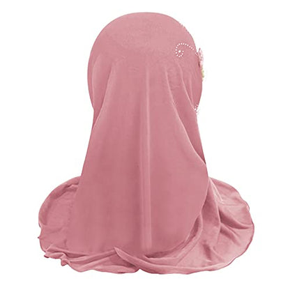 Clobeau Muslim Girls Hijab Scarfs Head Wrap Scarf for Girls Age 2-4 - color: Pink