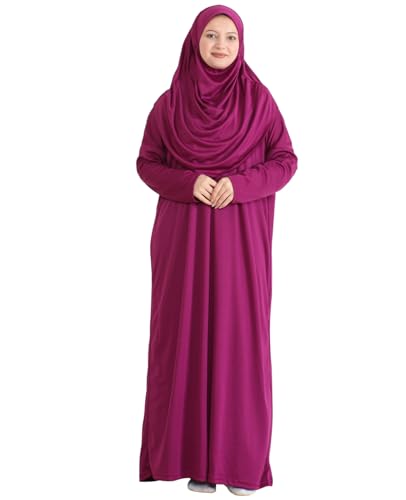 Prien Muslim Dress For Women With Hijab, Abaya, Instant Prayer Clothes Set, Islamic Wear, Dubai Kaftan Jilbab Burqa - color: Fuchsia, size: 3X-Large-6X-Large