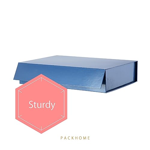 PACKHOME Gift Box 11.5x8x2.5 Inches, Sturdy Shirt Box with Magnetic Lid for Multiple Occasions (Glossy Blue) - color: 11x7.8x2.3 Inch-Blue-Pack of 1