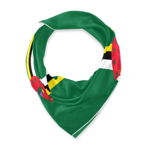Bandana Square Head Scarf for Women Satin Hair Wrap Fashion Headband 27" - color: Dominica Flag