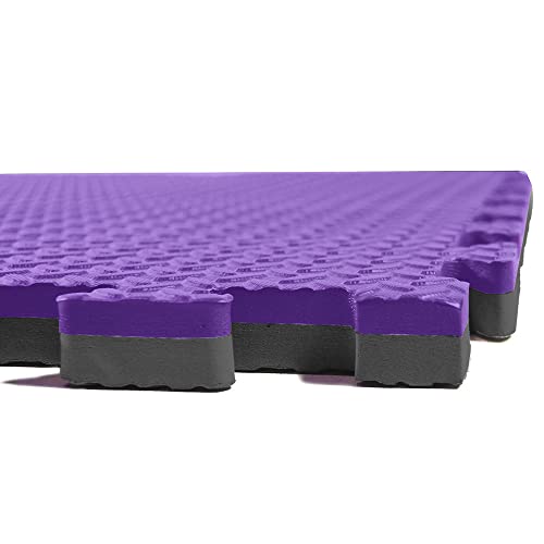 Xspec 1" Extra Thick 48 sq ft Reversible EVA Gym Foam Floor Mat Tiles (24" x 24"), Steel Pattern, 12 pcs, Black/Purple - color: Black/Purple