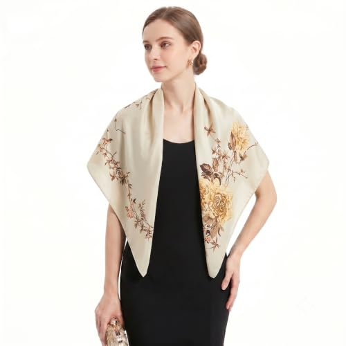 YOUR SMILE Silk Like Scarf Women's Fashion Pattern Large Square Satin Headscarf Headdress - color: 109