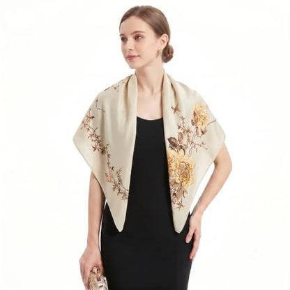 YOUR SMILE Silk Like Scarf Women's Fashion Pattern Large Square Satin Headscarf Headdress - color: 109