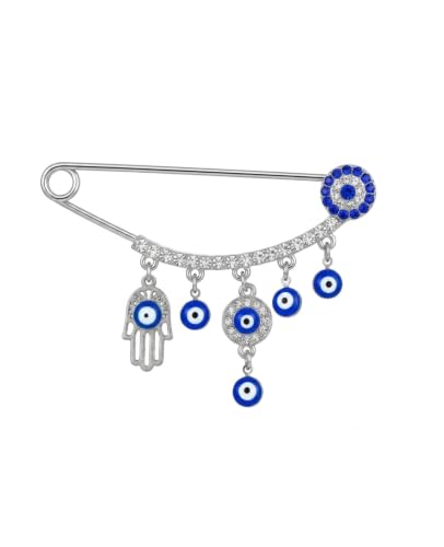 Muslim AllahTurkish Evil Eye Hamsa Hand of Fatima Brooch Pins Jewelry Gift - style: FB-EV-Hand