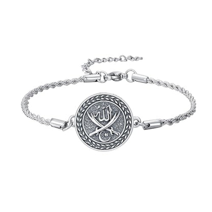 PELOVNY Allah Bracelet 925 Sterling Silver Islam Allah Bracelet Islamic Muslim Religious Jewelry Gifts for Men Women - color: Allah Bracelet-04
