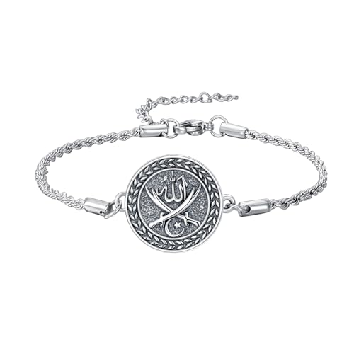 PELOVNY Allah Bracelet 925 Sterling Silver Islam Allah Bracelet Islamic Muslim Religious Jewelry Gifts for Men Women - color: Allah Bracelet-04