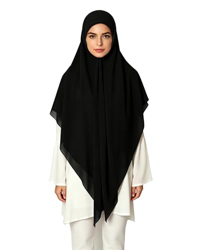 Lina & Lily Premium Chiffon Hijab Head Scarf Shawl Wrap for Muslim Women Square 58'' x 58'' - color: Black