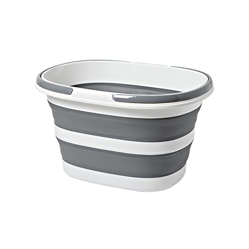 Goderewild Large Collapsible Bucket 4.2 Gallon (16L) for House Cleaning, Camping, and More - Space Saving, Multiuse Water Bucket for Cleaning Mop - Lightweight and Portable (Grey-1) - color: New Grey