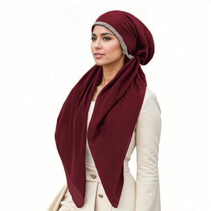 Instant Hijab for Women: Hijab Scarf, Hijabs for Women Muslim, Muslim Head Scarf, Easy Slip on - color: Burgundy
