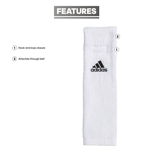 adidas Football Team Towel Dries Hands, Stays-in-Place with Hook and Loop Closure - color: White