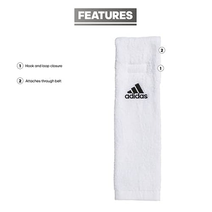 adidas Football Team Towel Dries Hands, Stays-in-Place with Hook and Loop Closure - color: White