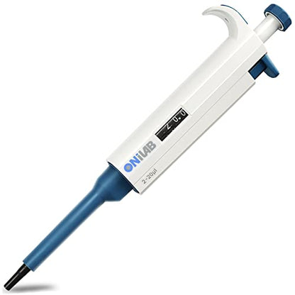 ONiLAB Single Channel Adjustable Pipettor, Micropipette 2-20μL | Ergonomic Design,Clear Volume Display,Adjustable Volume Control,Precise Liquid Handling,Autoclavable - size: 2-20ul