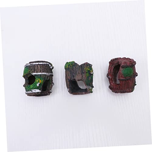 Yardwe Aquarium Landscape Ornament 3pcs Mini Barrel Decor Realistic Fish Tank Decor Easy Cleaning and Safe for