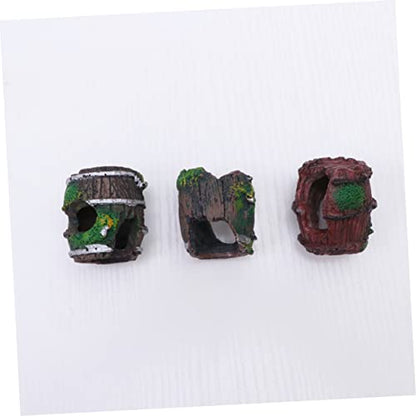Yardwe Aquarium Landscape Ornament 3pcs Mini Barrel Decor Realistic Fish Tank Decor Easy Cleaning and Safe for