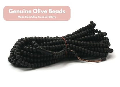 1000 Beaded Matt Black Olive Wood Tasbih Tasbeeh with Counter Misbaha Islamic Gift Tasbih Prayer Beads Tesbih 5x7 mm for Dhikr
