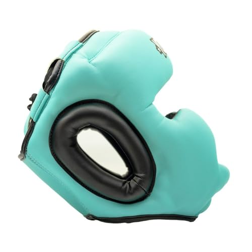 YOKKAO Premium Head Guard | Handmade Genuine Leather Headgear | Ideal for Muay Thai, Boxing, Kickboxing Sparring, Hard Training & Professional Competitions - color: Tiffany/Black Training, size: Large