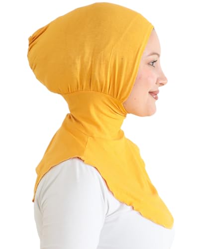 Prien Sport Hijab For Women, Muslim Head Scarf, Flexible Turban Girls, Chic Islamic Wear For Gym, Neck Collar Bonnet Viscose - color: Deep Yellow