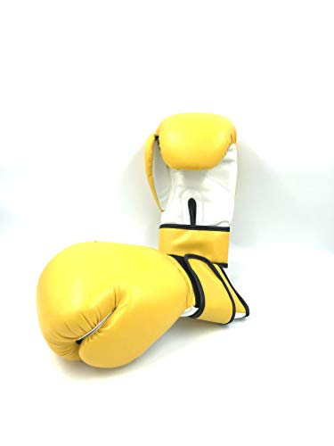 Boxing Gloves Yellow Kickboxing, Grappling, Fighting, Muay Thai Training Boxing Bag Gloves, Punch Bags and Focus Pads Punching Plain-Blank Vinyl Gloves No Logo - size: 14oz