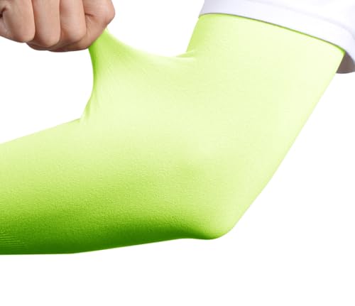 TZ Promise Women Men Sun UV Protection Arm Sleeves, Cooling Compression Arm Cover for Sports - color: Neon Green