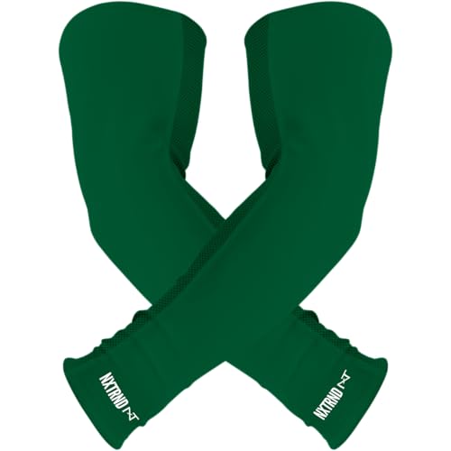 1 Pair Nxtrnd Compression Arm Sleeves for Men, Breathable Football, Basketball, Baseball Accessory, Adult & Kids - color: Dark Green, size: Medium
