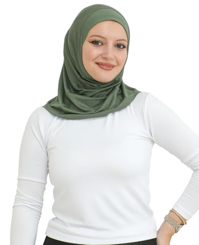 Prien Sport Instant Hijab For Women, Muslim Cotton Turban, Soft Head Scarf, Ready To Wear Hijabs Prayer Clothes, Islamic Wear - color: Khaki