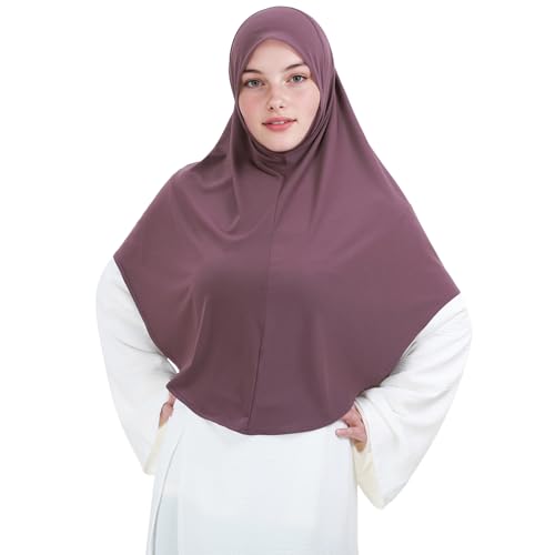 Instant Hijab for Women Muslim Stretchy Prayer Hijab Islamic Headscarf - color: Grape Purple