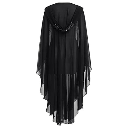 OBEEII Muslim Dress for Women Loose Batwing Sleeved Hooded Beaded Embroidery Long Abaya Dress Kaftan Abayas Islamic Robe - color: Bs07