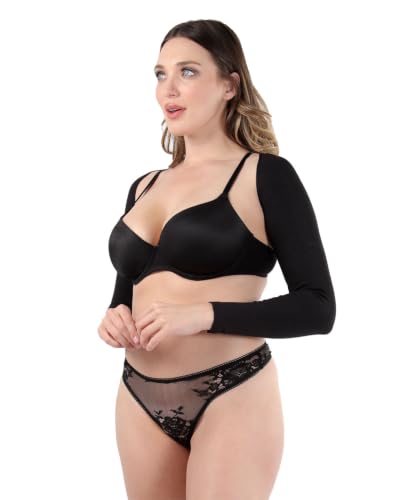 SlimMe Long Sleeve Arm Shapewear, Arm Slimming Sleeves for Women, Tightens and Smooths Arms, Bolero Style - Small to Queen 2 - color: Black, size: Medium