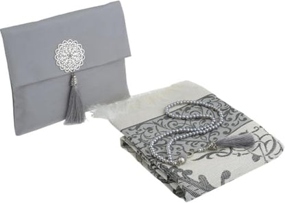 Premium Area Rug for Islamic Prayers - Muslim Prayer Mat and Rug for Men with Arabic Gifts - Traditional Islamic Prayer Rug Islam - سجادة صلاة Included - color: Grey