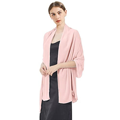 Chiffon Shawls and Wraps - Lightweight Scarve for Women Evening Dresses Wedding Bridal Formal Party - color: J-light Pink