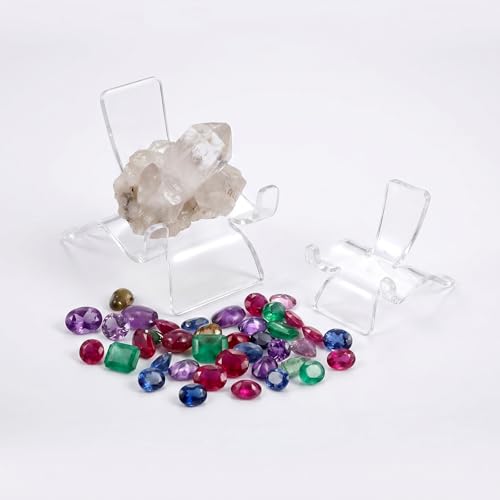12 PCS Rock Display Stand Acrylic Clear Crystal Holder 3 Sizes Clear Plastic Display Easel Stands Mini DisplayStand for Small Collectibles Stones Rock Agate Coral Gemstone Geodes Mineral
