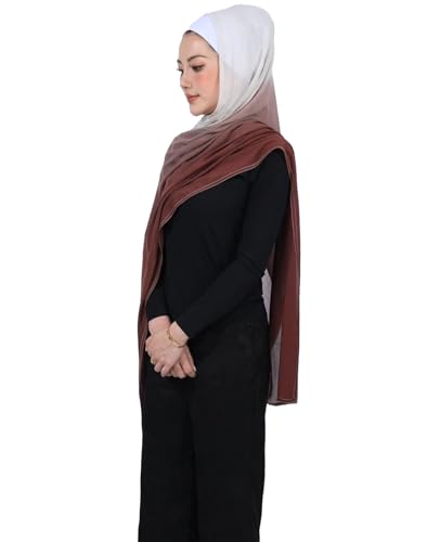 Special Ombre Modal Cotton Hijab Scarf for Women, Graceful Gradient Muslim Head Scarfs - color: Ombre Coffee