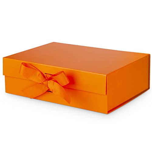 DaiJoob Orange Gift Box with Lid for Presents 10.5x7.5x3.1 Inches - color: Orange-10.5x7.5x3.1 Inch-1pcs